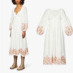 Zimmerman The Mae Dress Embroidered Linen Size US6 Zimmermann Size 1 NWT
